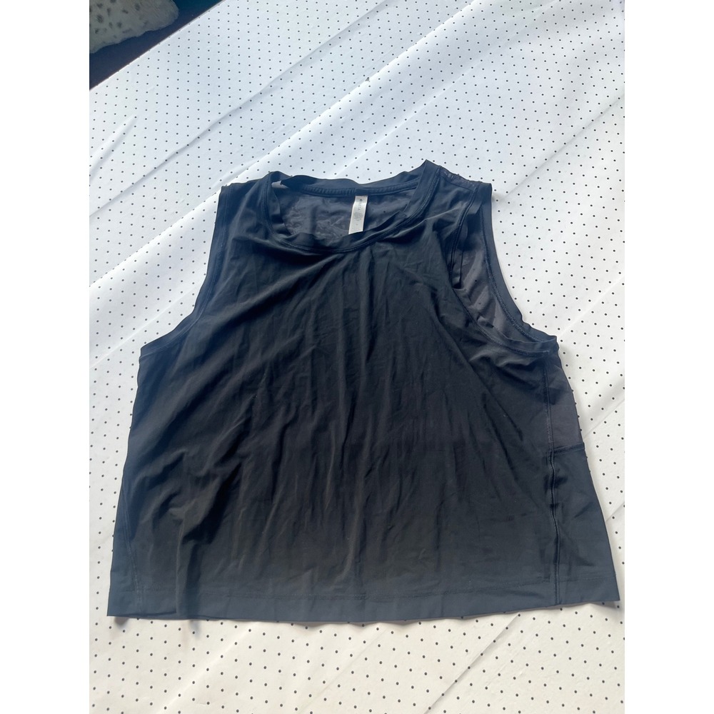 Athleta Ultimate Muscle Tank Top Black Mesh Panel Sleeveless Workout Gym Women M